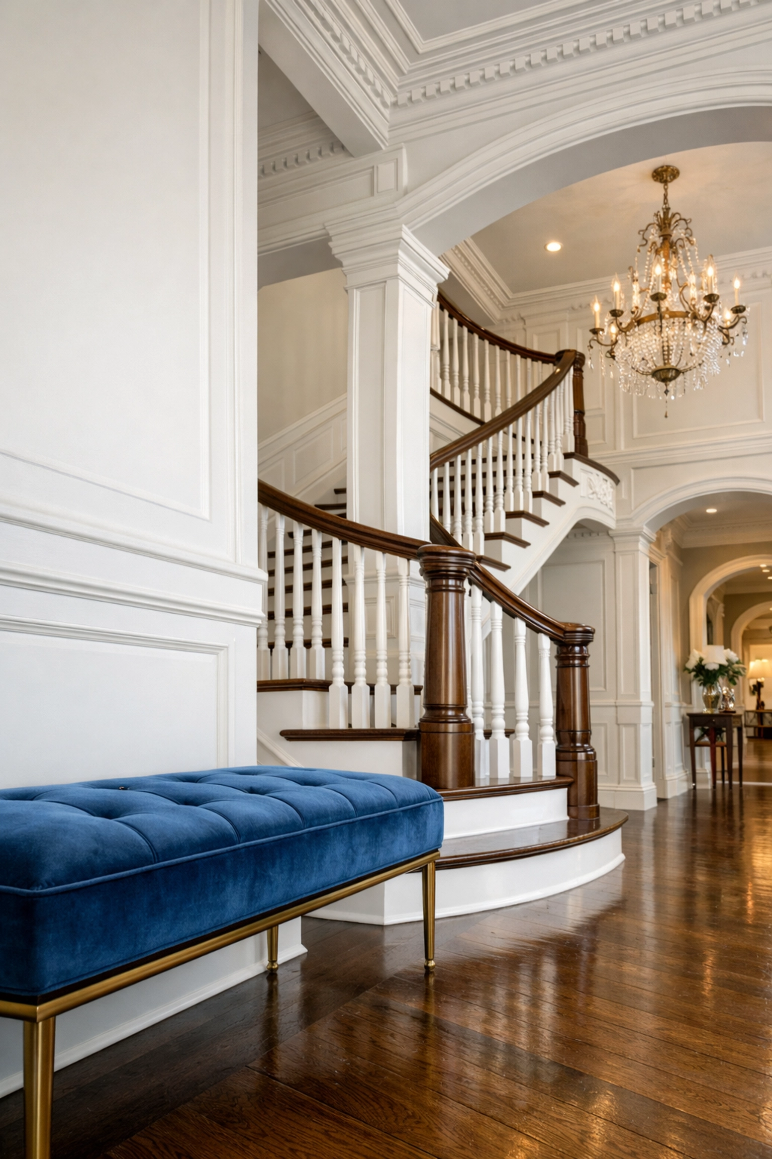 Dust-free luxury estate foyer in Dover maintained by a reliable weekly house cleaning service.