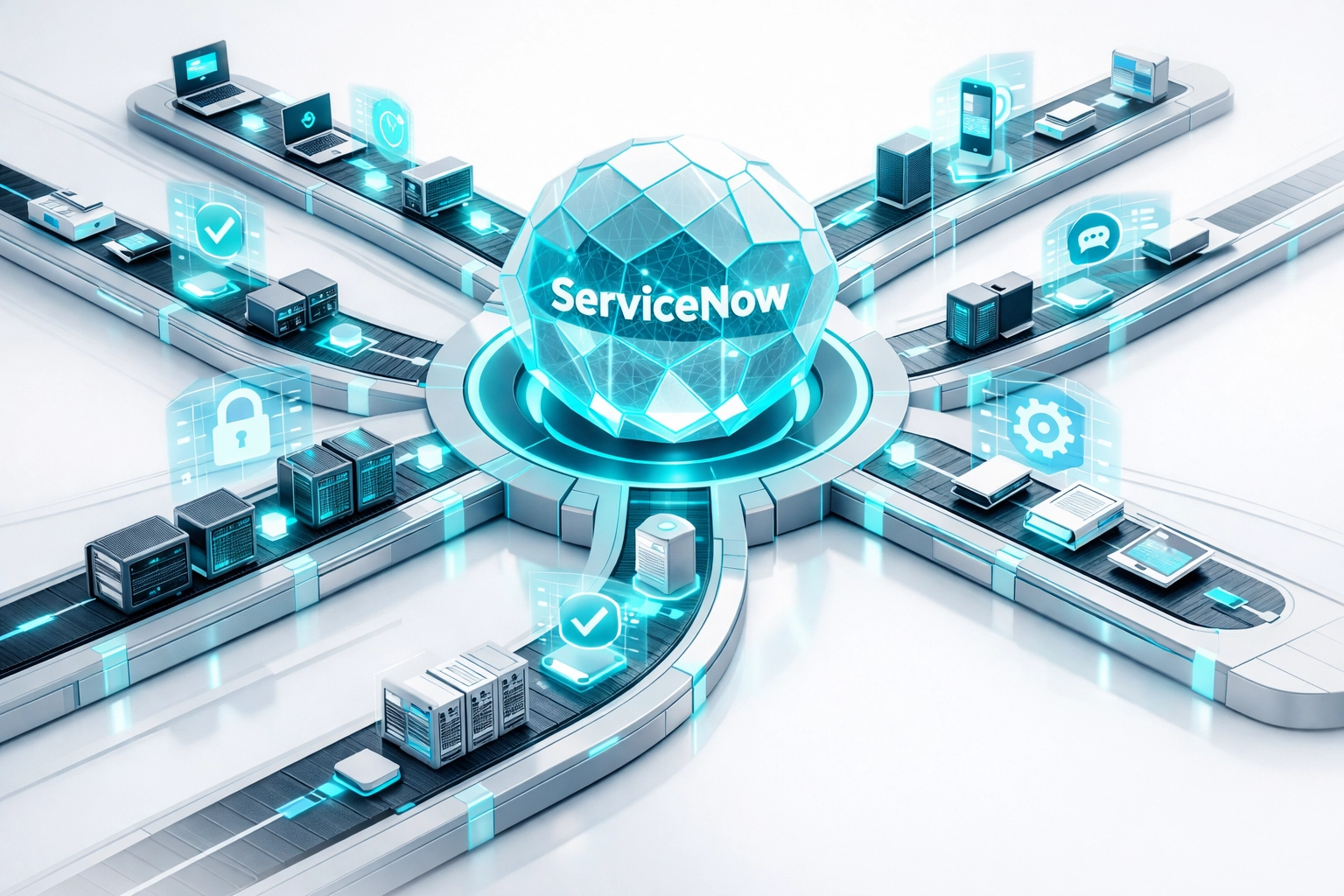 Automated ServiceNow ITAM workflows managing asset discovery and lifecycle processes across IT infrastructure