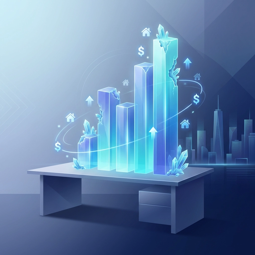 Modern bar chart comparing accuracy and ROI among real estate lead generation tools for agents.