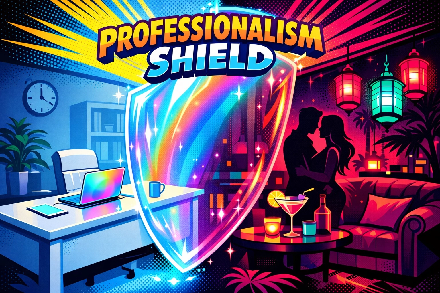 Visual representation of the boundary between professional work duties and personal romance.