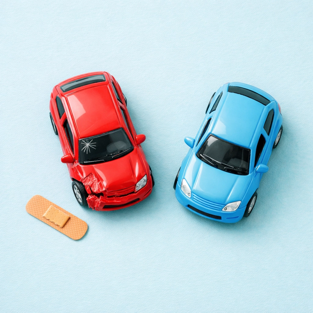 Two toy cars illustrating PA no-fault auto insurance accident coverage system