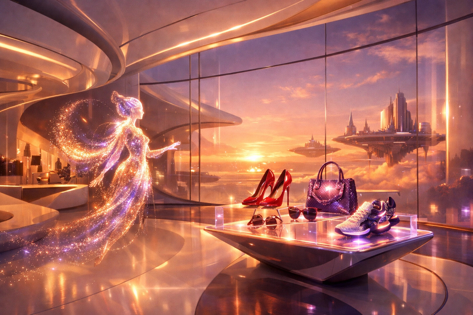 An AI-powered metaverse shopping assistant facilitating payments in a virtual store using Larecoin.