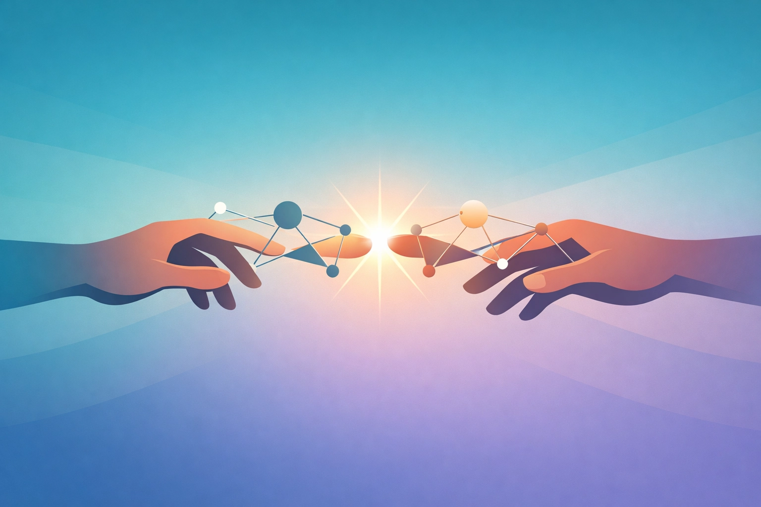 Two hands reaching toward each other symbolizing faith-based support and healing connection