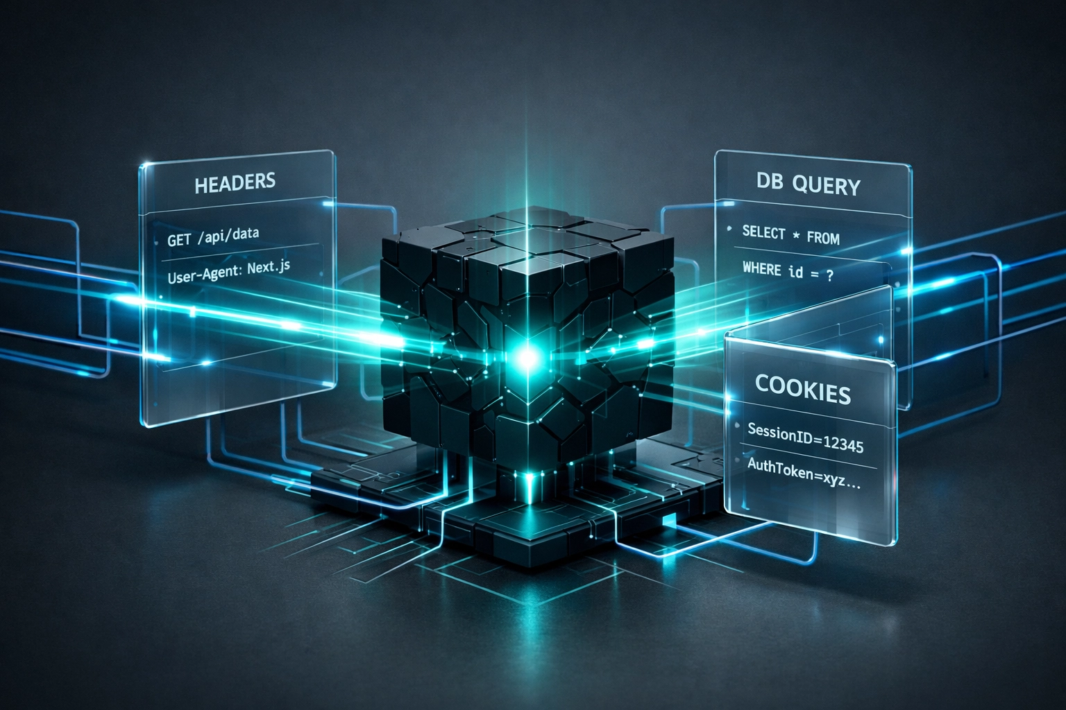 Next.js Server Component data pipeline showing complex server-side logic and database queries.