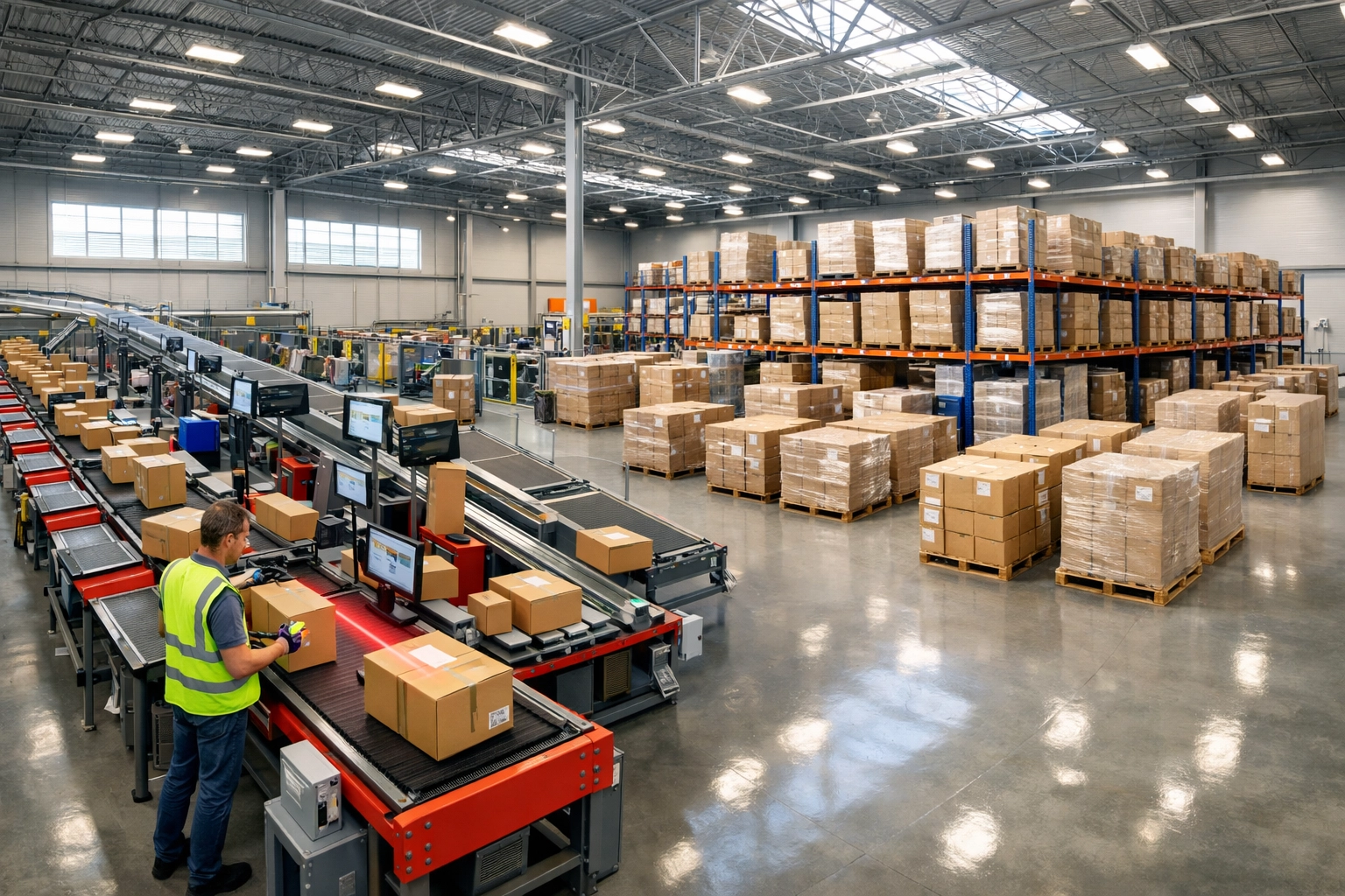 Modern 3PL warehouse facility showing organized zones for FBA and FBM hybrid fulfillment strategies.