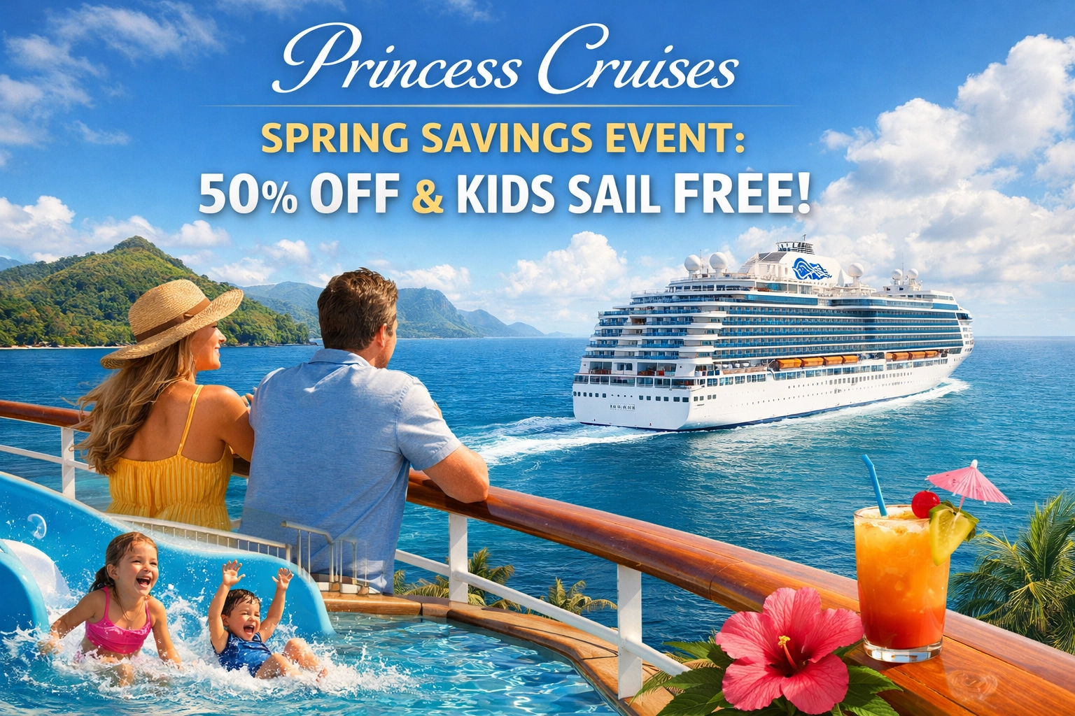 [HERO] Princess Cruises Spring Savings Event: 50% Off & Kids Sail Free!