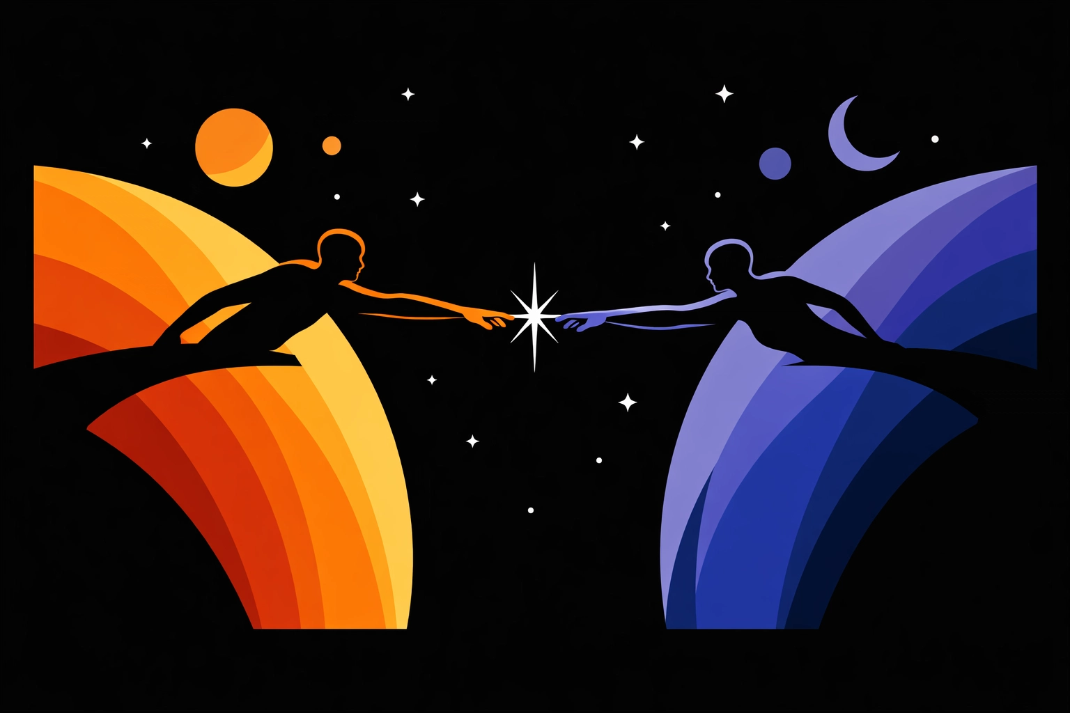 Two figures reaching across space - sacrificial love lesson from Pixar's Elio