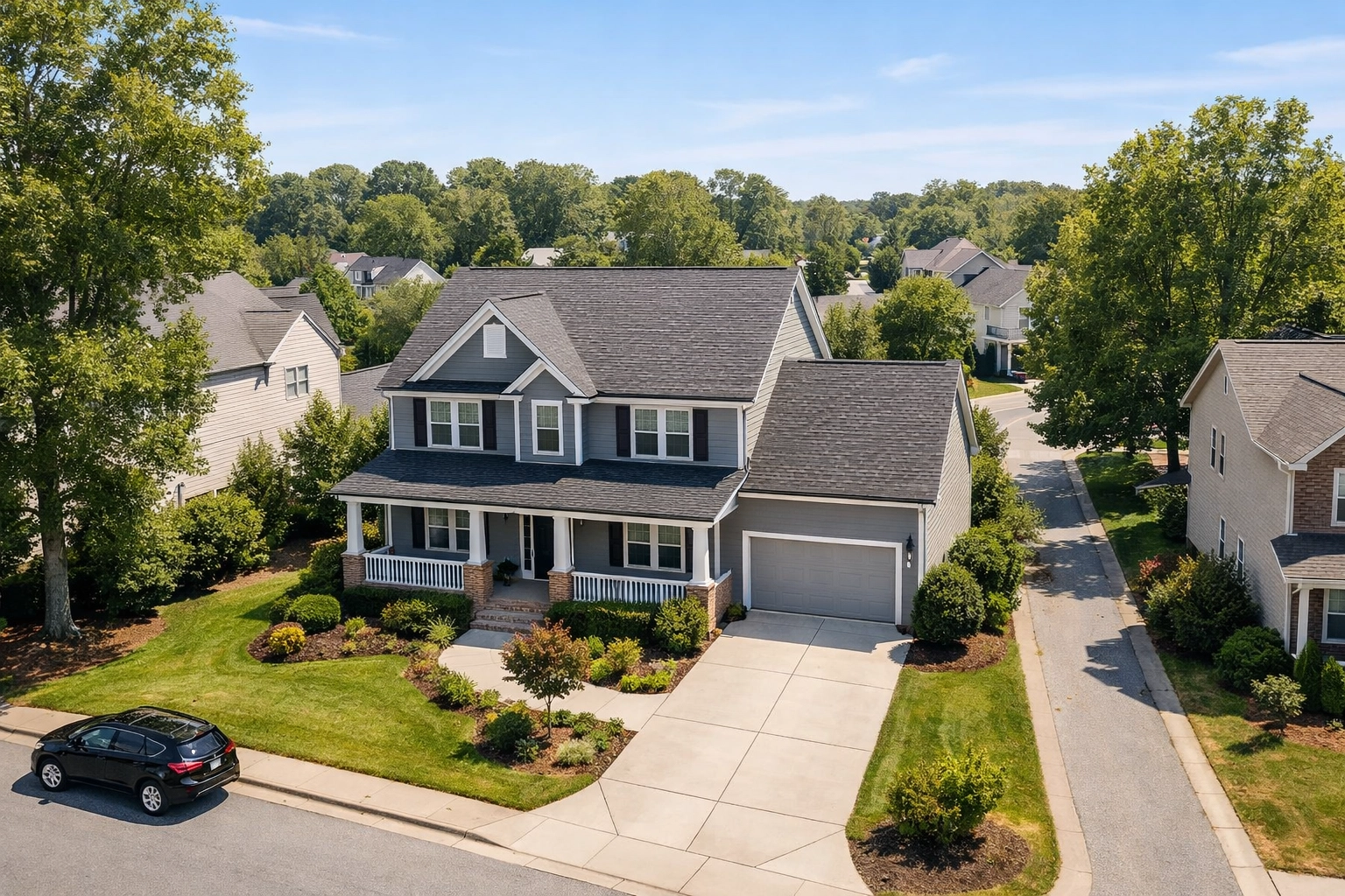 Aerial View of a Single-Family Home in the Triad