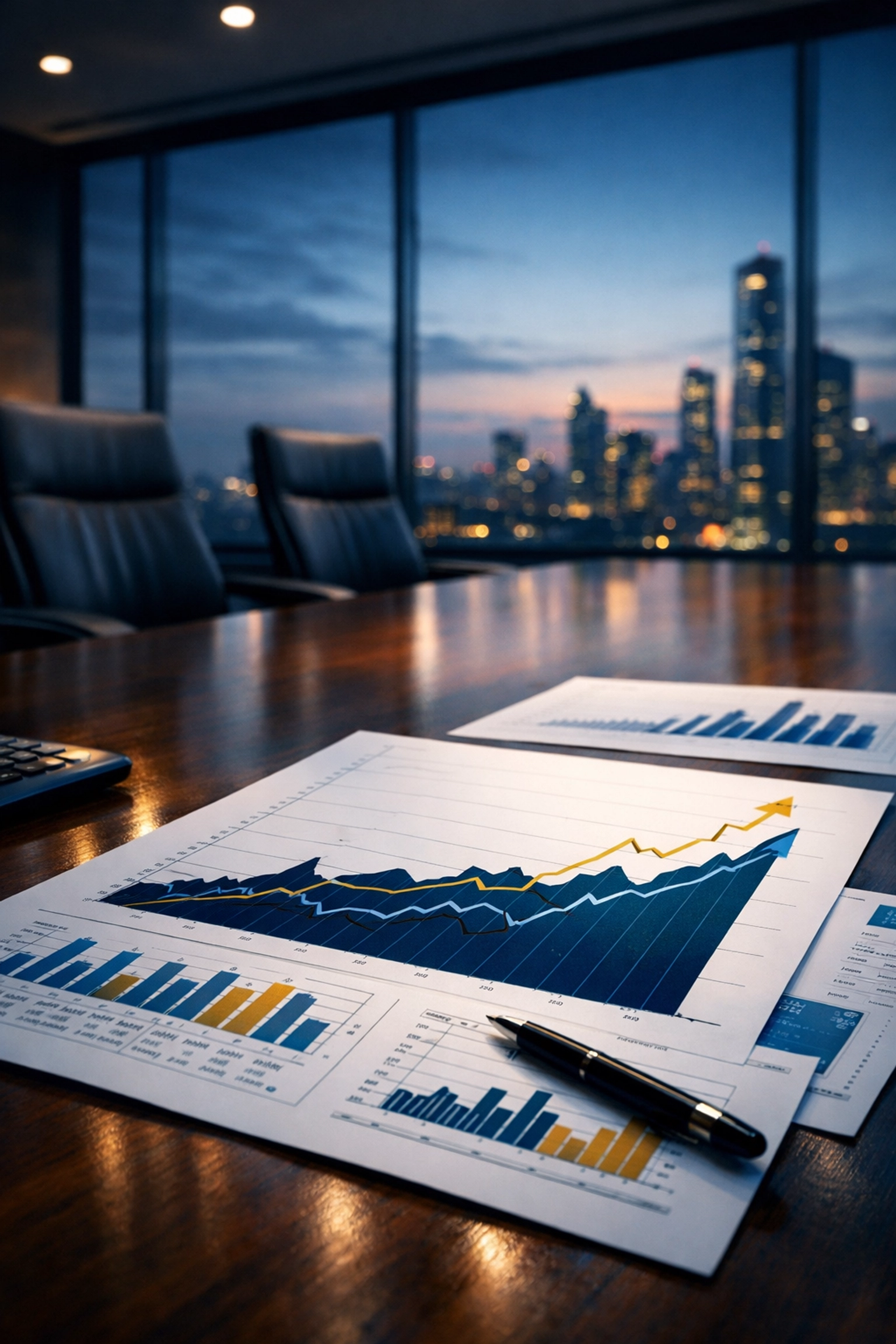 Financial charts showing private equity performance trends with upward growth trajectories