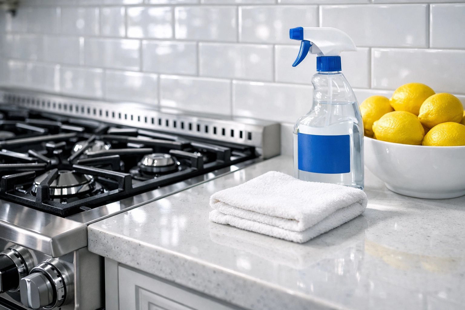 Sparkling grease-free kitchen in Marlborough following a professional post-construction cleaning service.