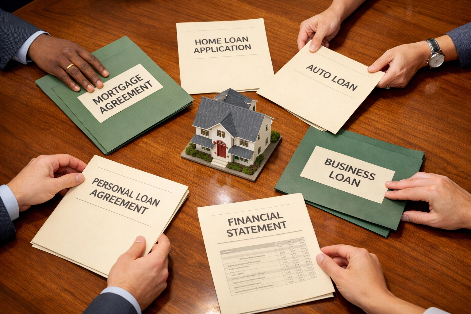 Real estate financing documents and loan paperwork for investment property purchase