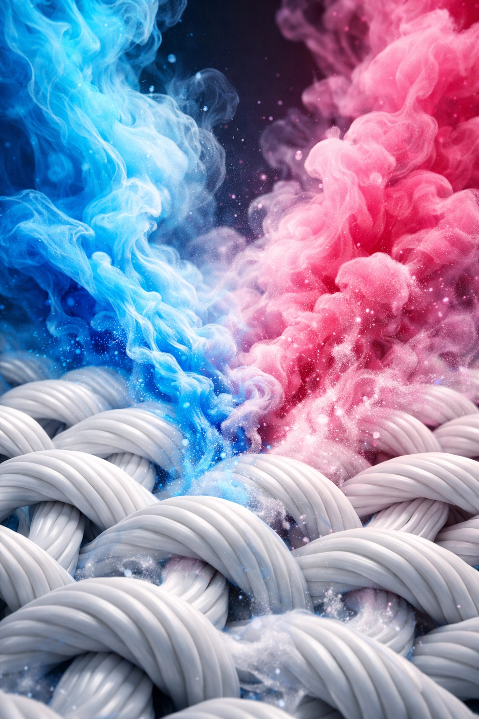 Close-up of sublimation ink bonding with white polyester fibers for a durable, soft-feel custom print.