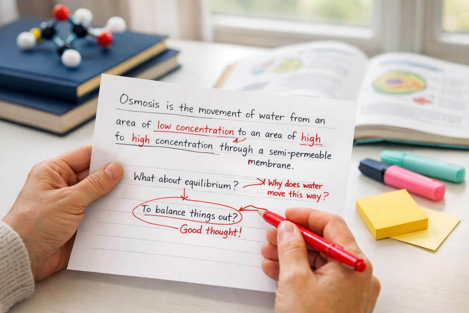 Expert teacher providing detailed feedback on GCSE science student work