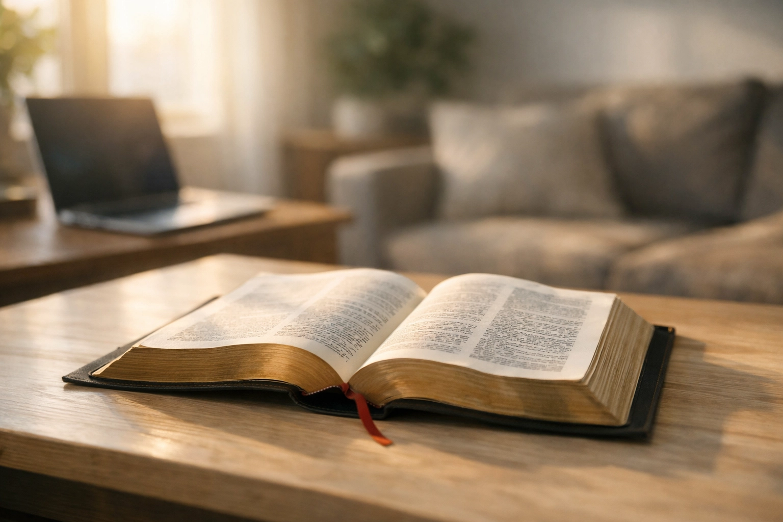 An open Bible and laptop representing sound doctrine at First Assembly Memphis and Boundless Online Church.