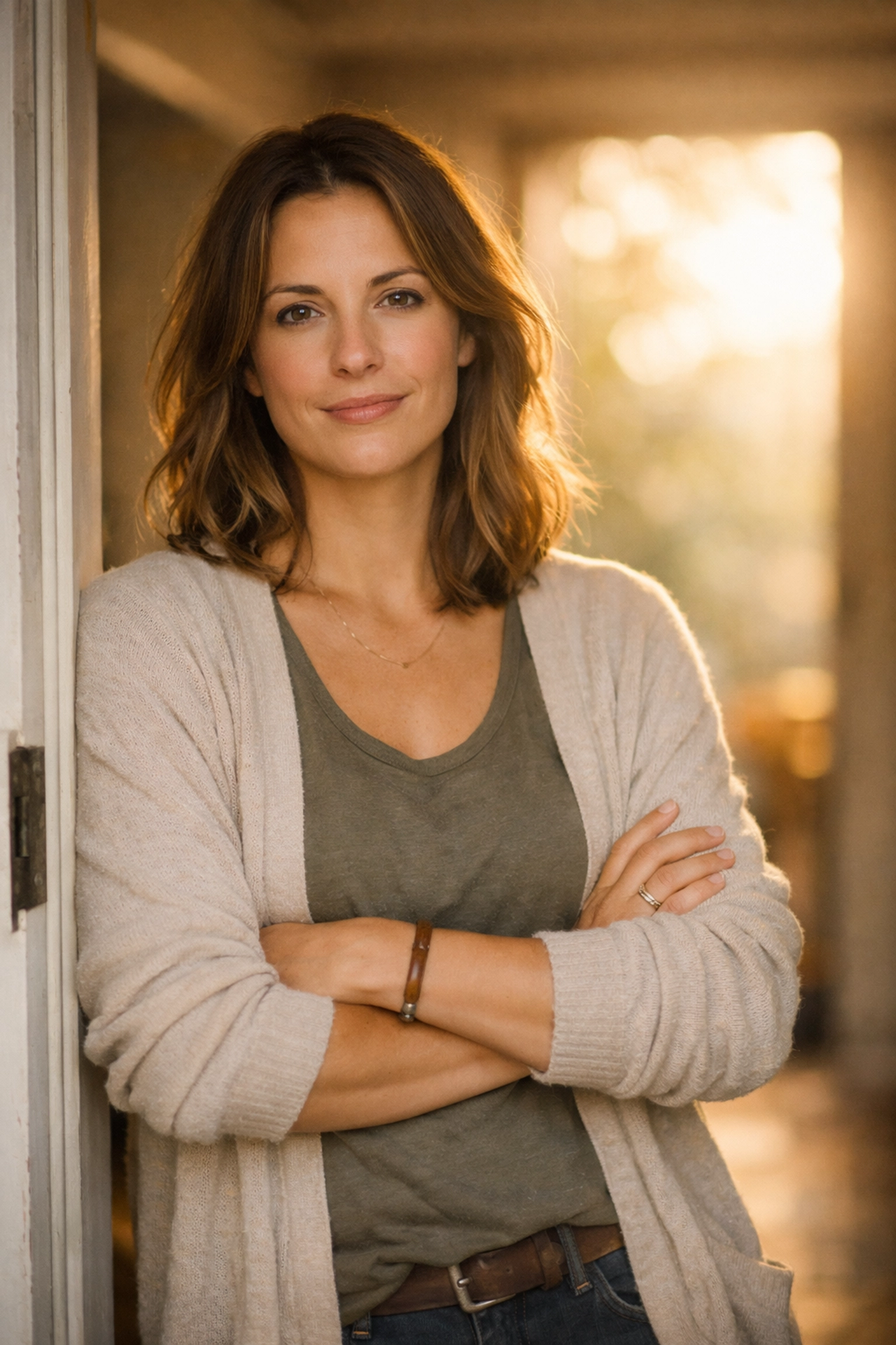 Confident woman standing with calm self-assured posture setting healthy boundaries