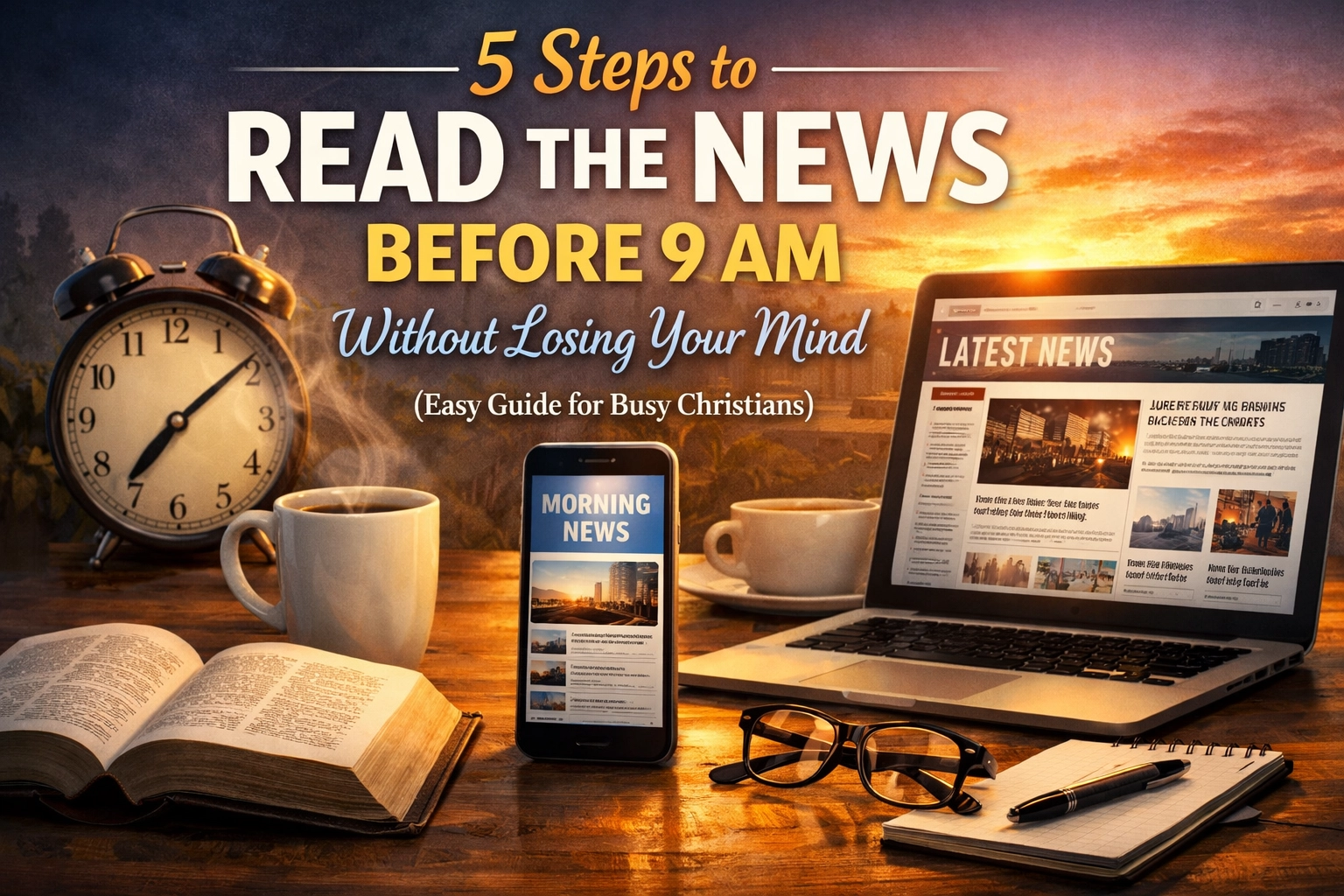 [HERO] 5 Steps to Read the News Before 9 AM Without Losing Your Mind (Easy Guide for Busy Christians)