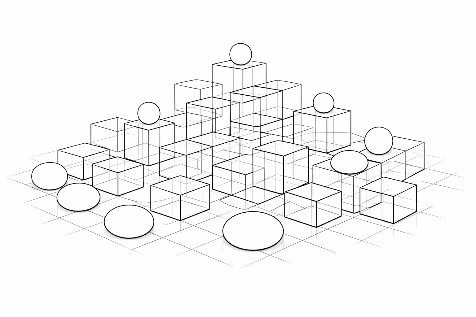 Minimalist line art of interlocking shapes symbolizing a healthy leadership team and accountability within EOS.