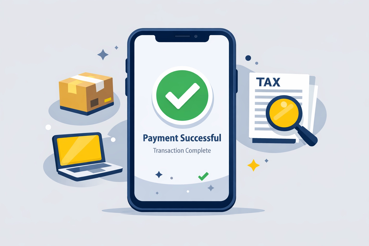 Digital transaction icons and a tax form representing 1099-K reportable payments for side hustles.