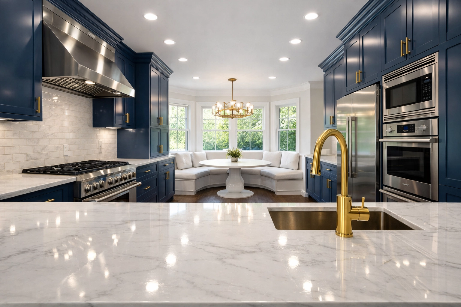 Spotless marble kitchen in a premium 128 Belt home cleaned by a reliable house cleaning service in Lexington.