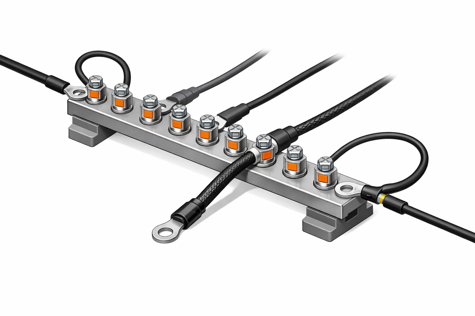 Potenzialausgleichsschiene zur Erdung und zum Überspannungsschutz in Wohngebäuden.