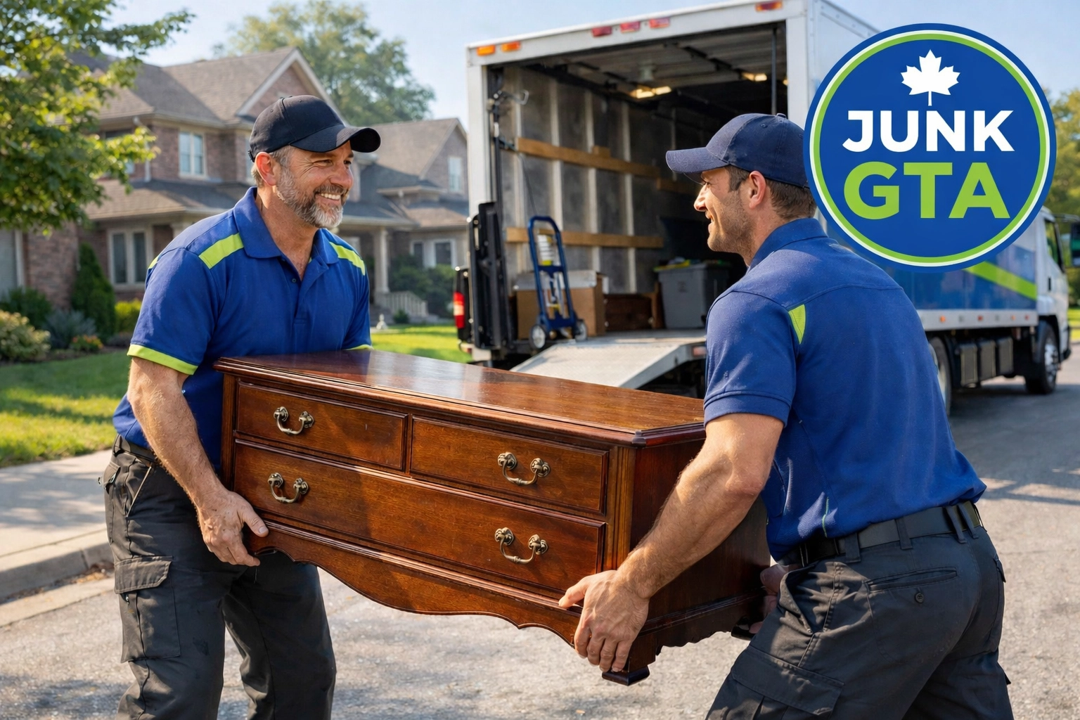 Junk GTA owner Roman and team providing eco-friendly junk removal in Toronto by donating a vintage dresser.