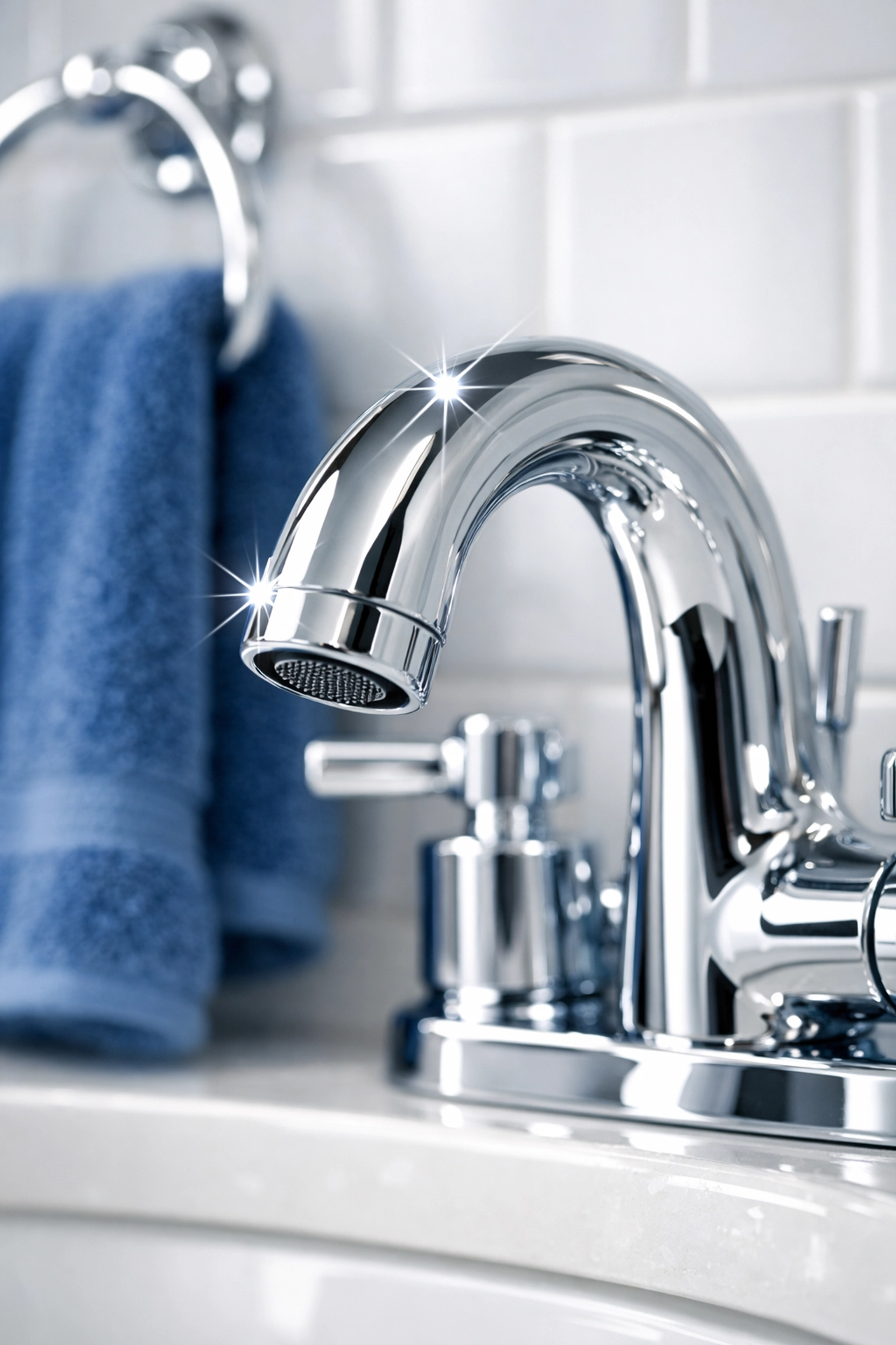 Sparkling clean chrome bathroom faucet highlighting professional deep cleaning results for Westborough residents.