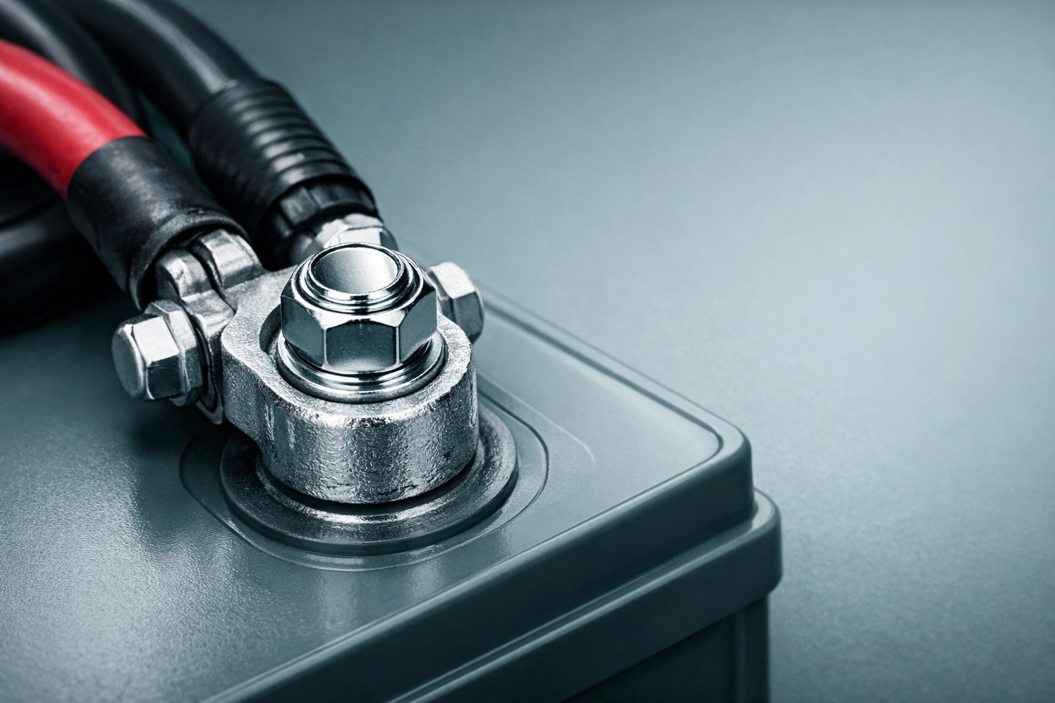 Clean car battery terminal and cables during an auto repair service in Springdale AR.