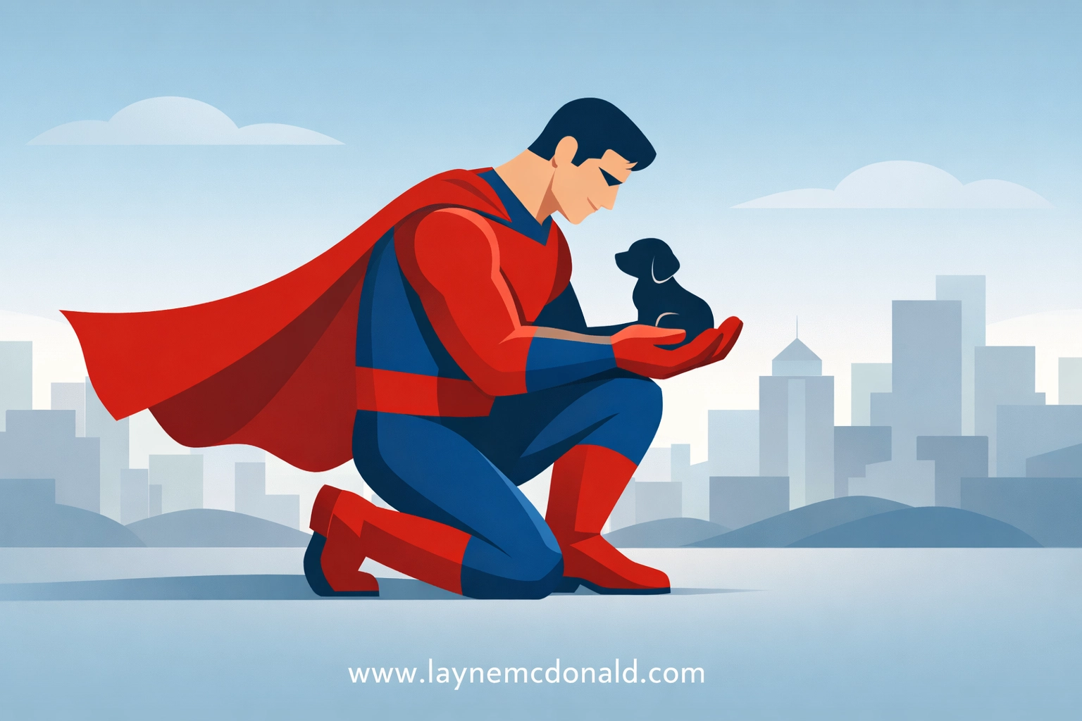 Superman 2025 showing mercy by rescuing a puppy, reflecting Christian values of sacrifice and service.