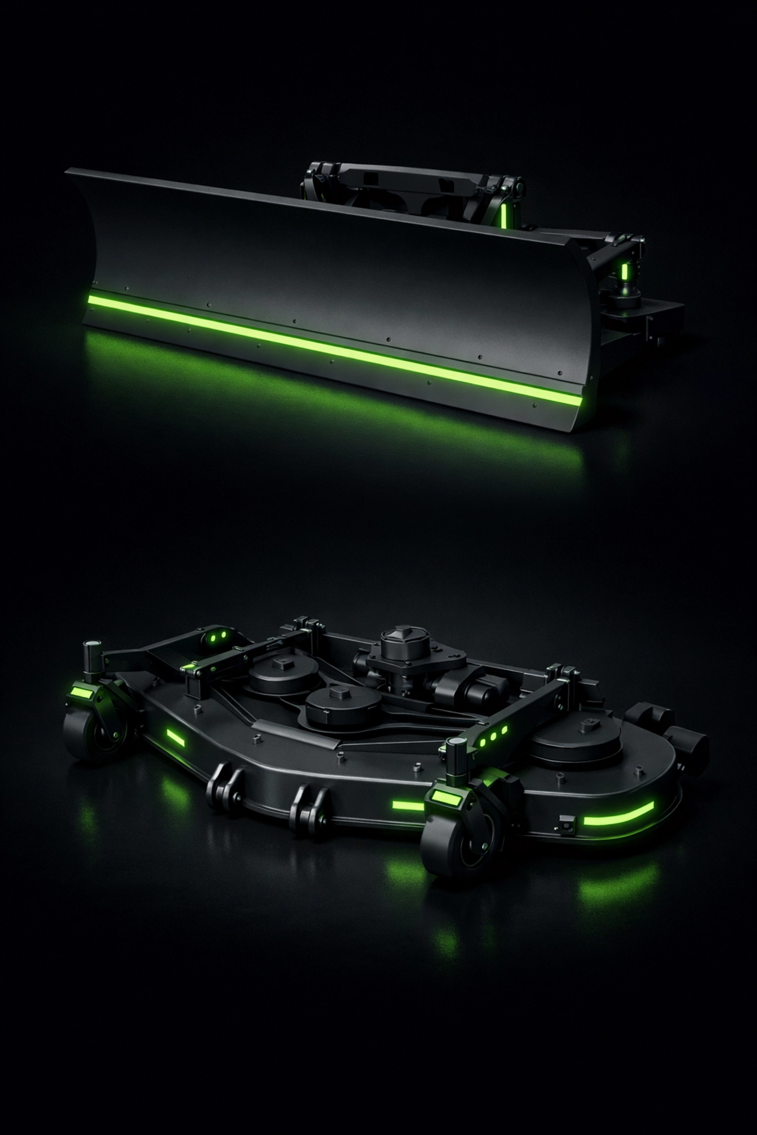 Commercial landscaping and snow removal equipment for professional Denver maintenance services.