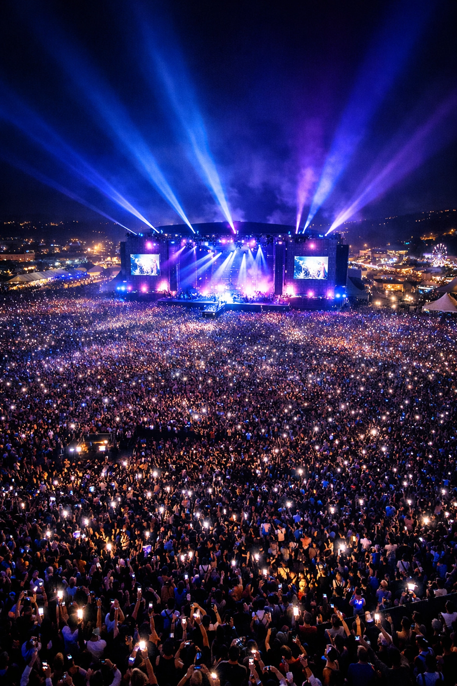 Massive outdoor music festival at night showcasing global reach for brand sponsorship activations.