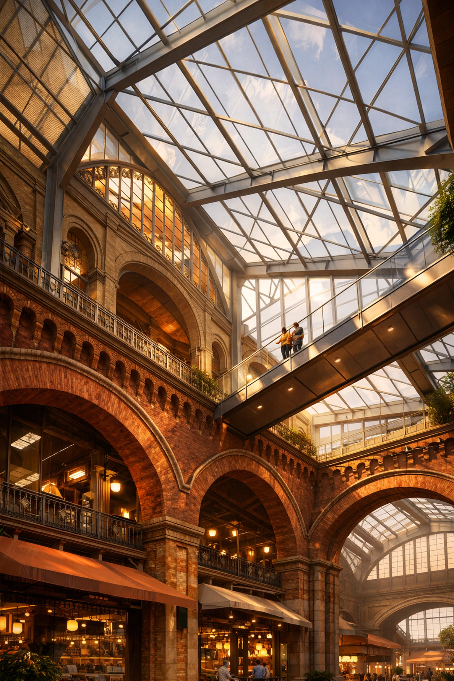 Modern glass atrium merged with historic market architecture in São Paulo design