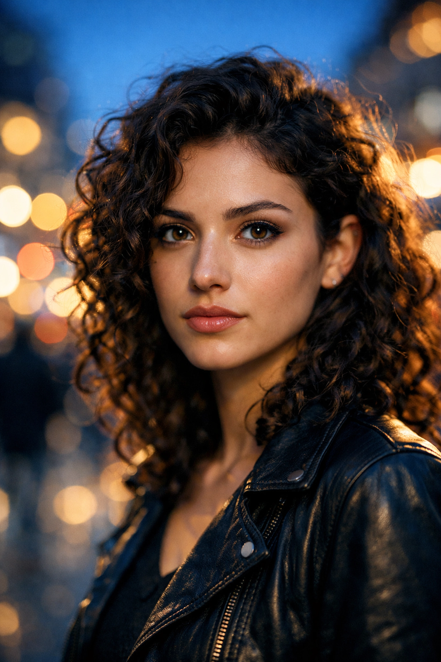 Portrait photography techniques using shallow depth of field to isolate a woman against a blurred city background.