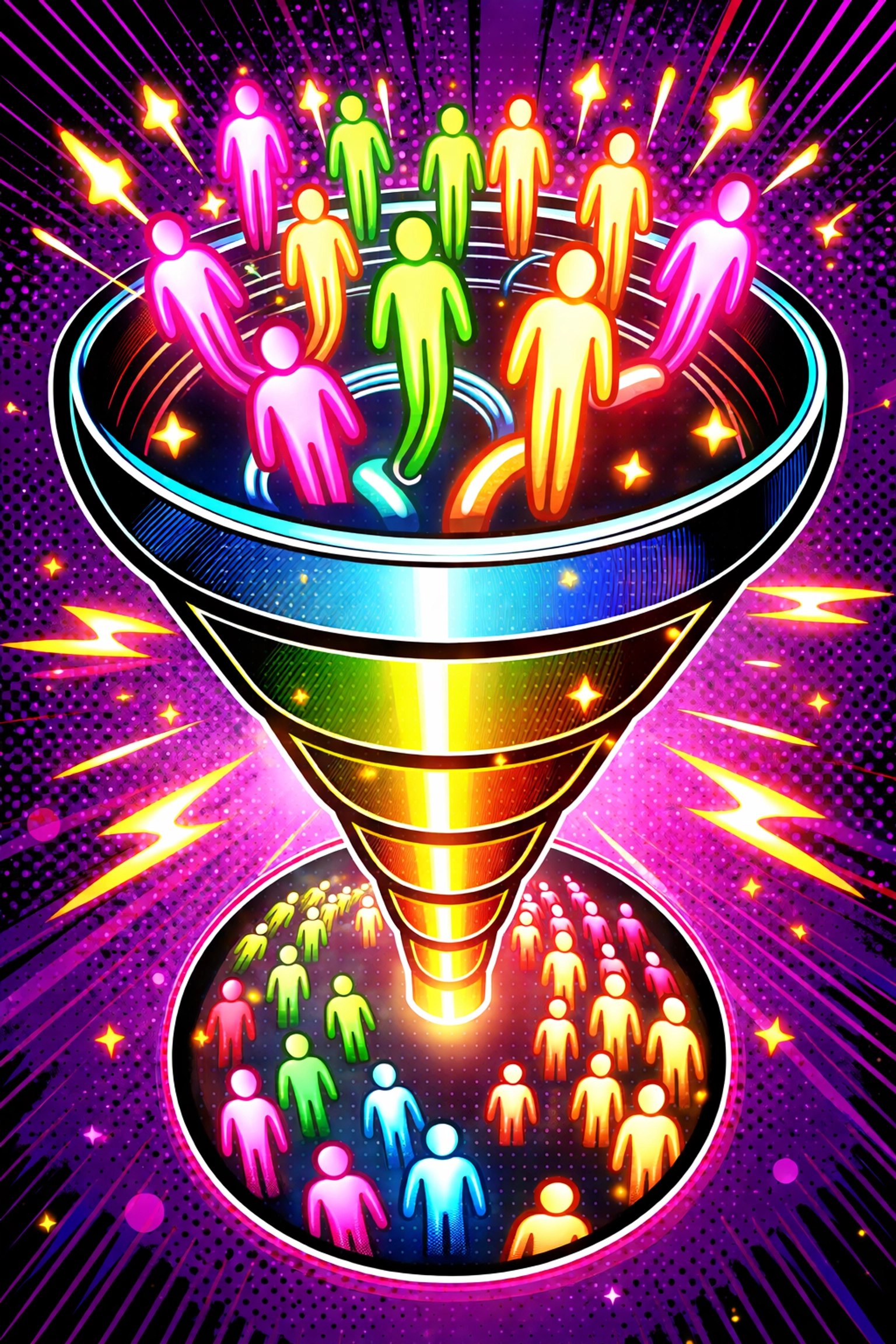 Leads moving through an automated pipeline funnel, emphasizing smarter lead management and sales process automation