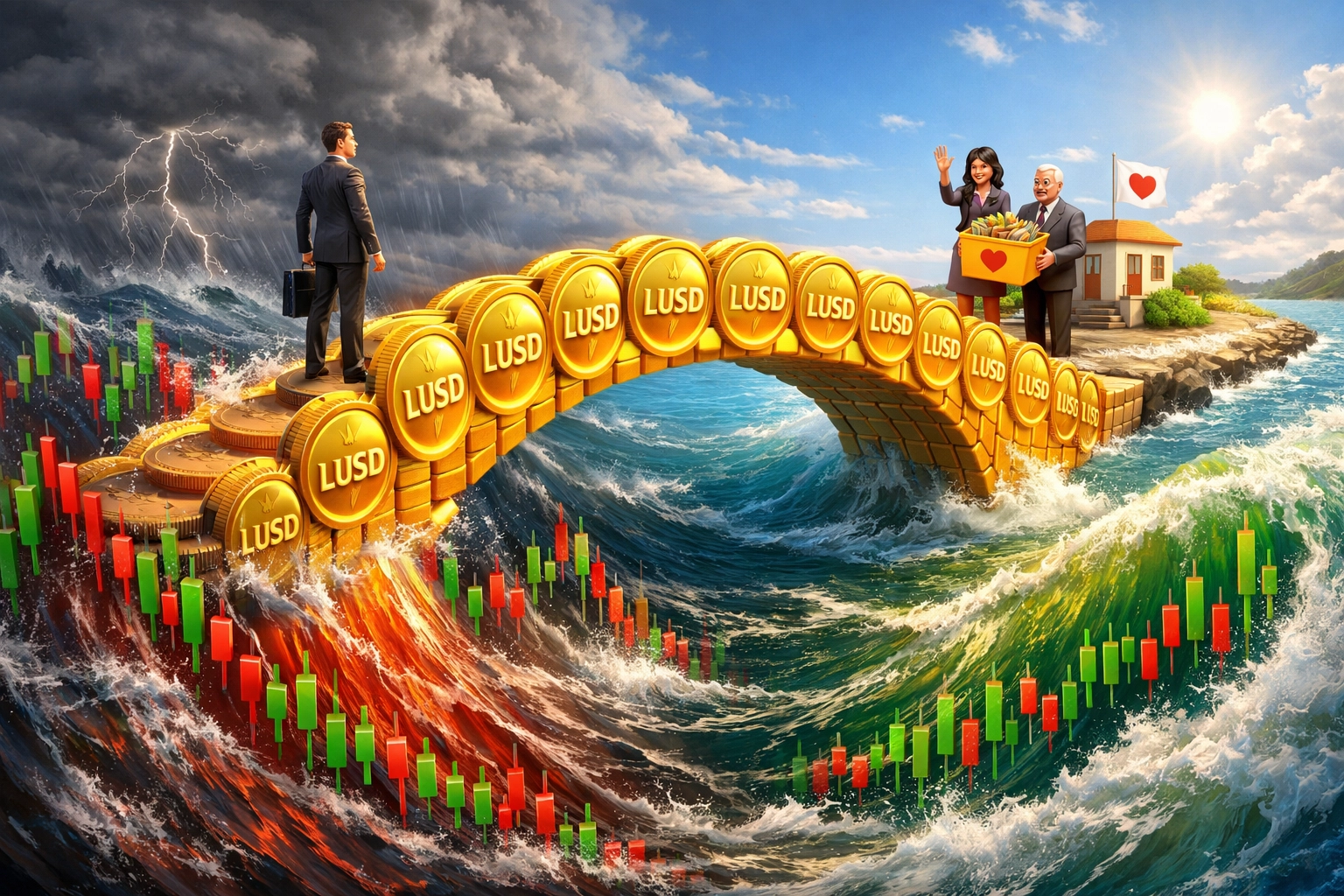 LUSD stablecoin bridge connecting donors to charities across volatile crypto markets