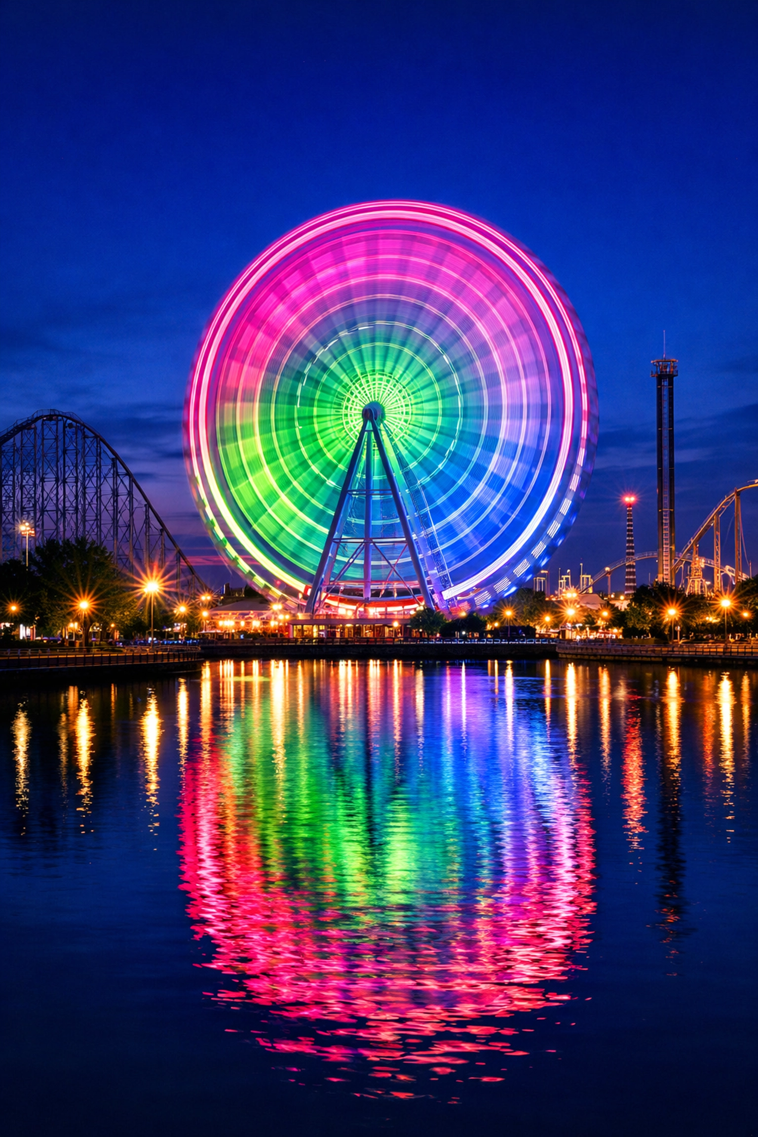 The Ultimate Nagashima Spa Land Photography Guide 2026: Everything You Need to Succeed 3 Long-exposure of the Aurora Ferris Wheel at blue hour, a top photo spot at Nagashima Spa Land.
