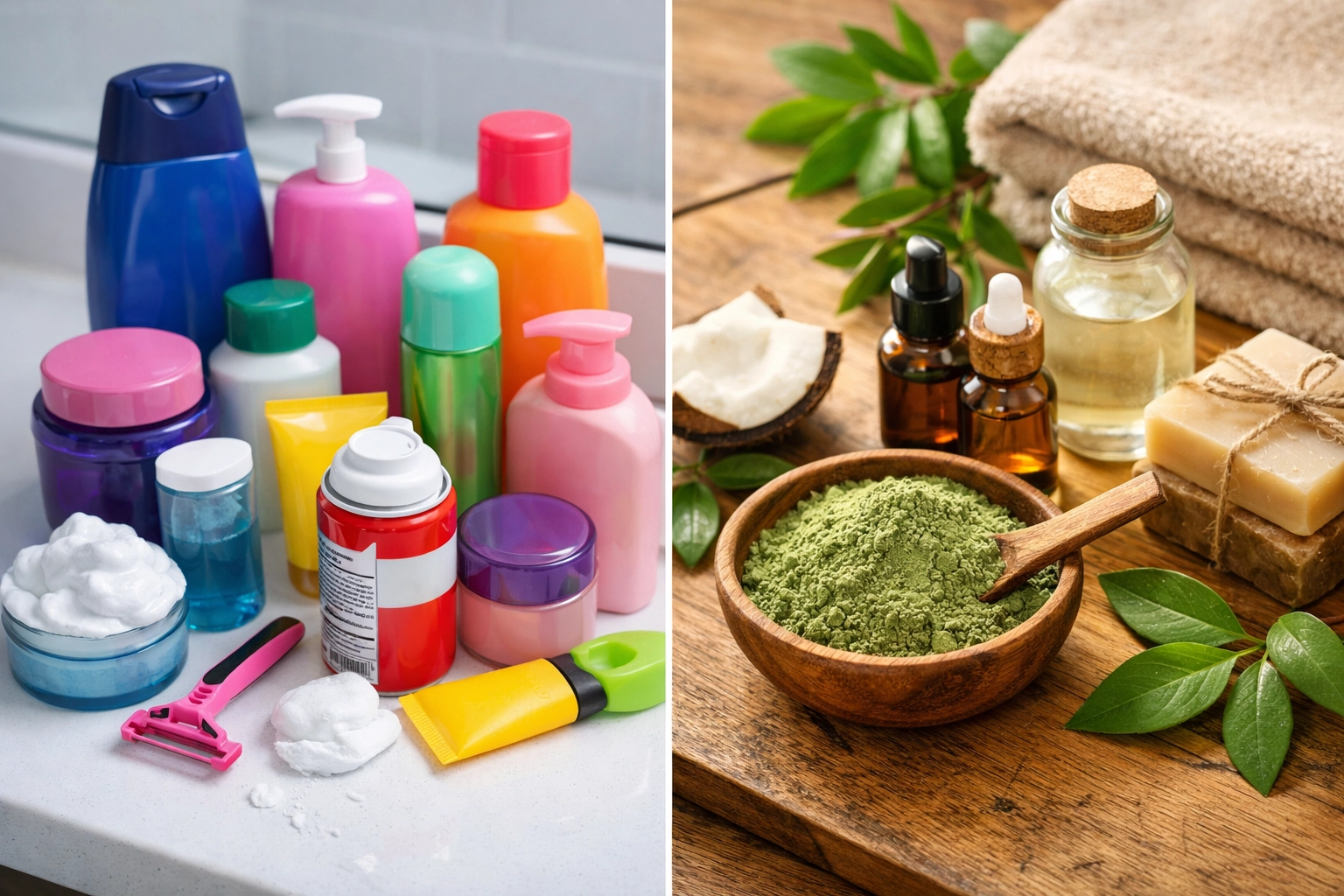 Comparison of synthetic body care products versus natural alternatives with French healing clay