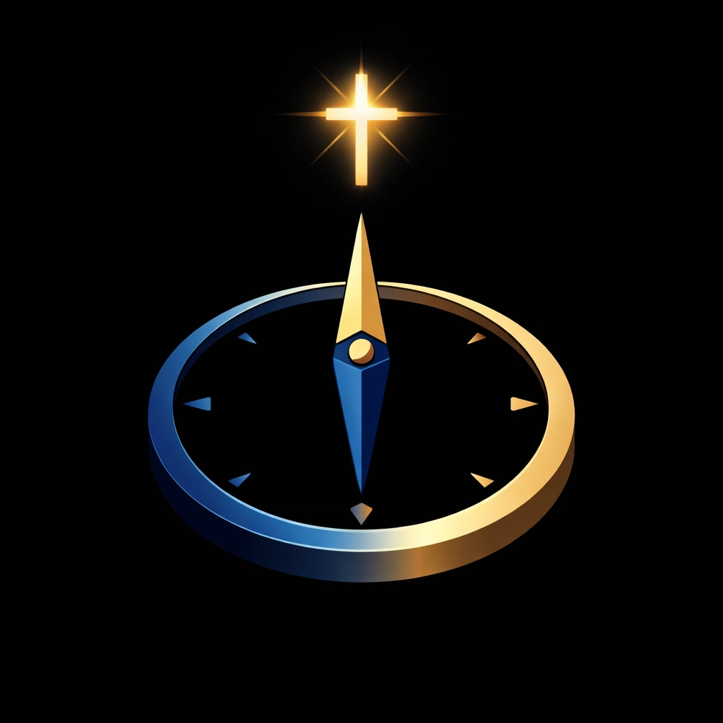 Compass pointing to cross symbol - guiding kids toward Christian faith and hope