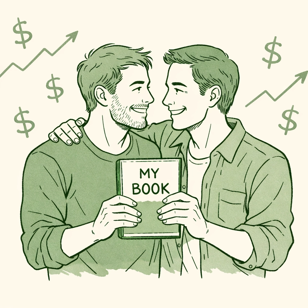 MM authors celebrating successful book launch with higher royalty earnings