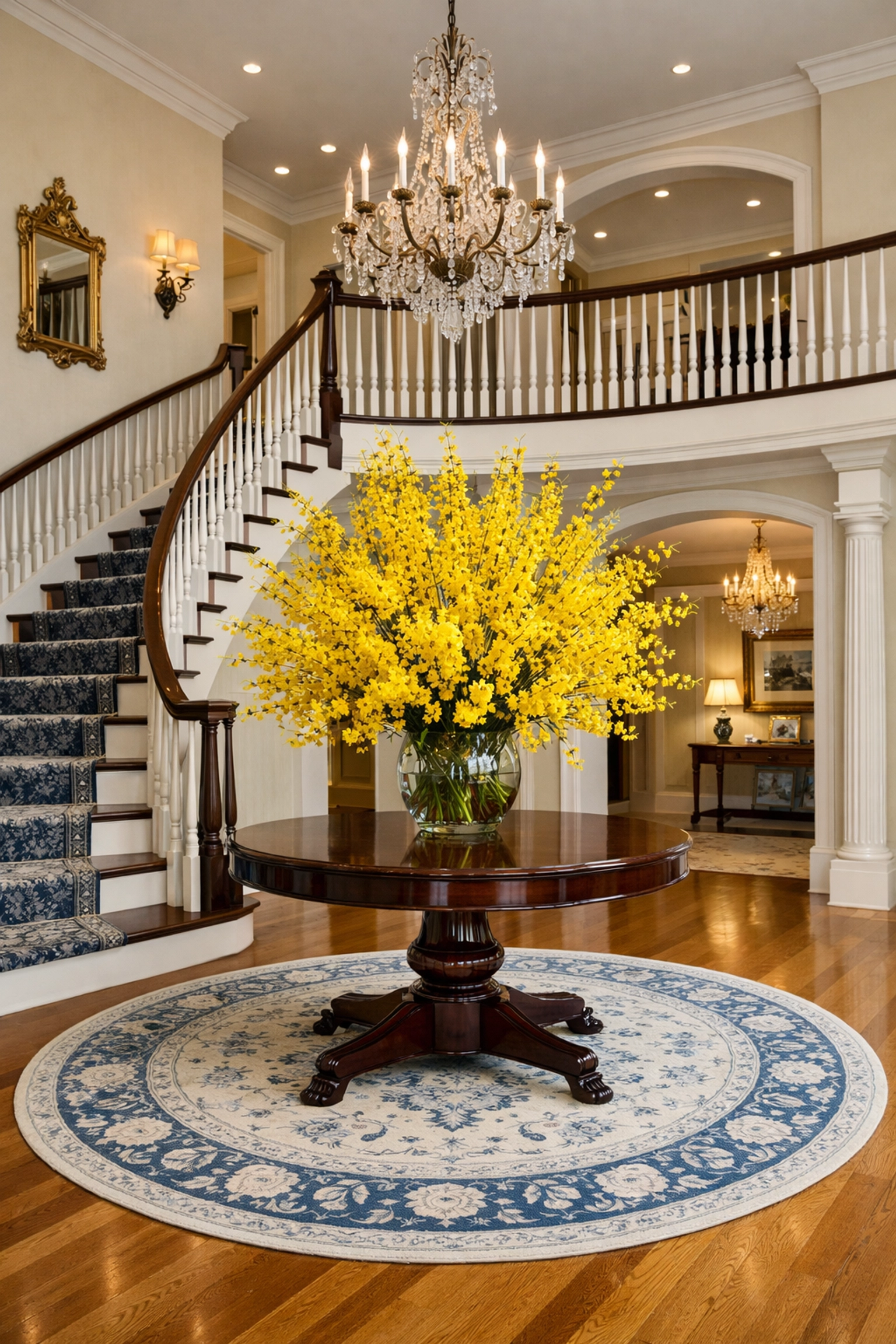Impeccably maintained foyer of a Dover luxury home reflecting residential cleaning Massachusetts.
