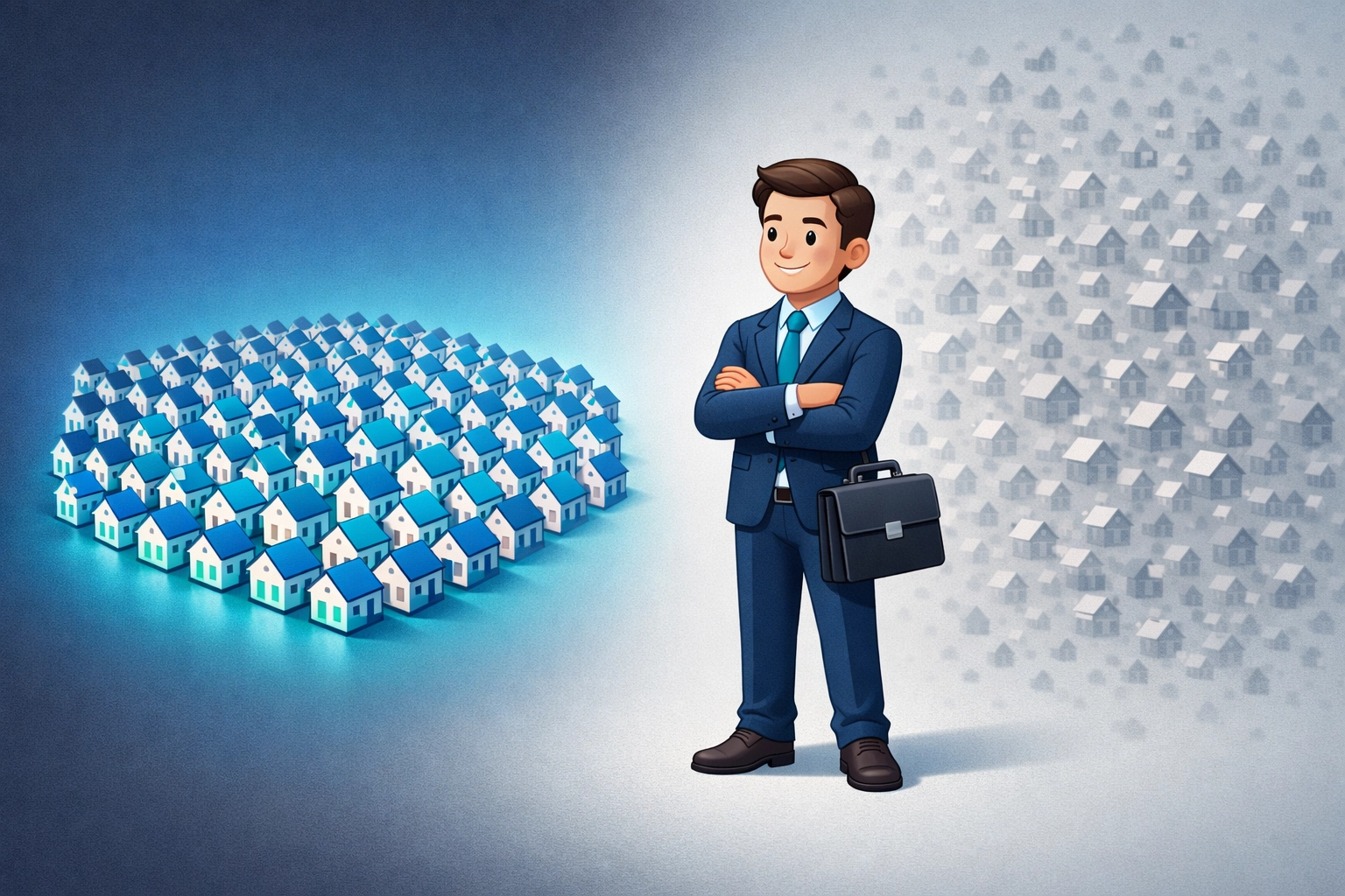 Real estate agent comparing focused micro-farming 300 homes versus scattered 3,000 cold call approach