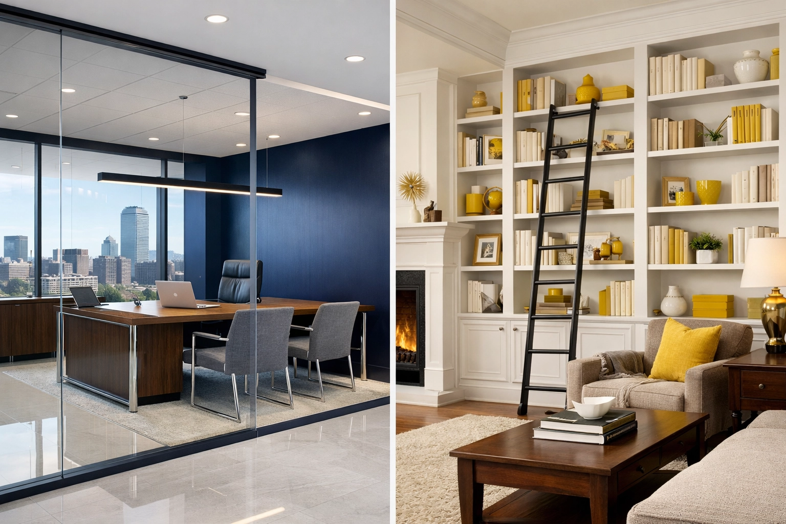 Comparing commercial office and residential home cleaning provided by cleaning services near me.