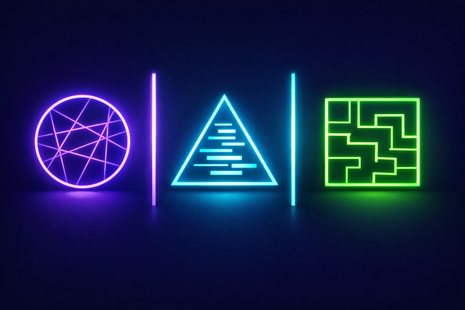 Separated geometric shapes representing inconsistent AI governance across development teams