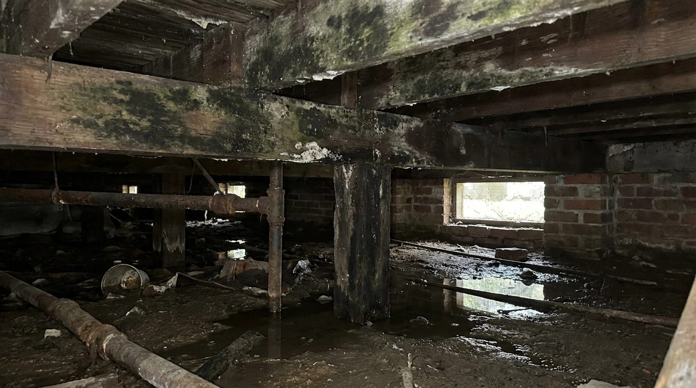 Louisiana crawl space water damage risks under raised home
