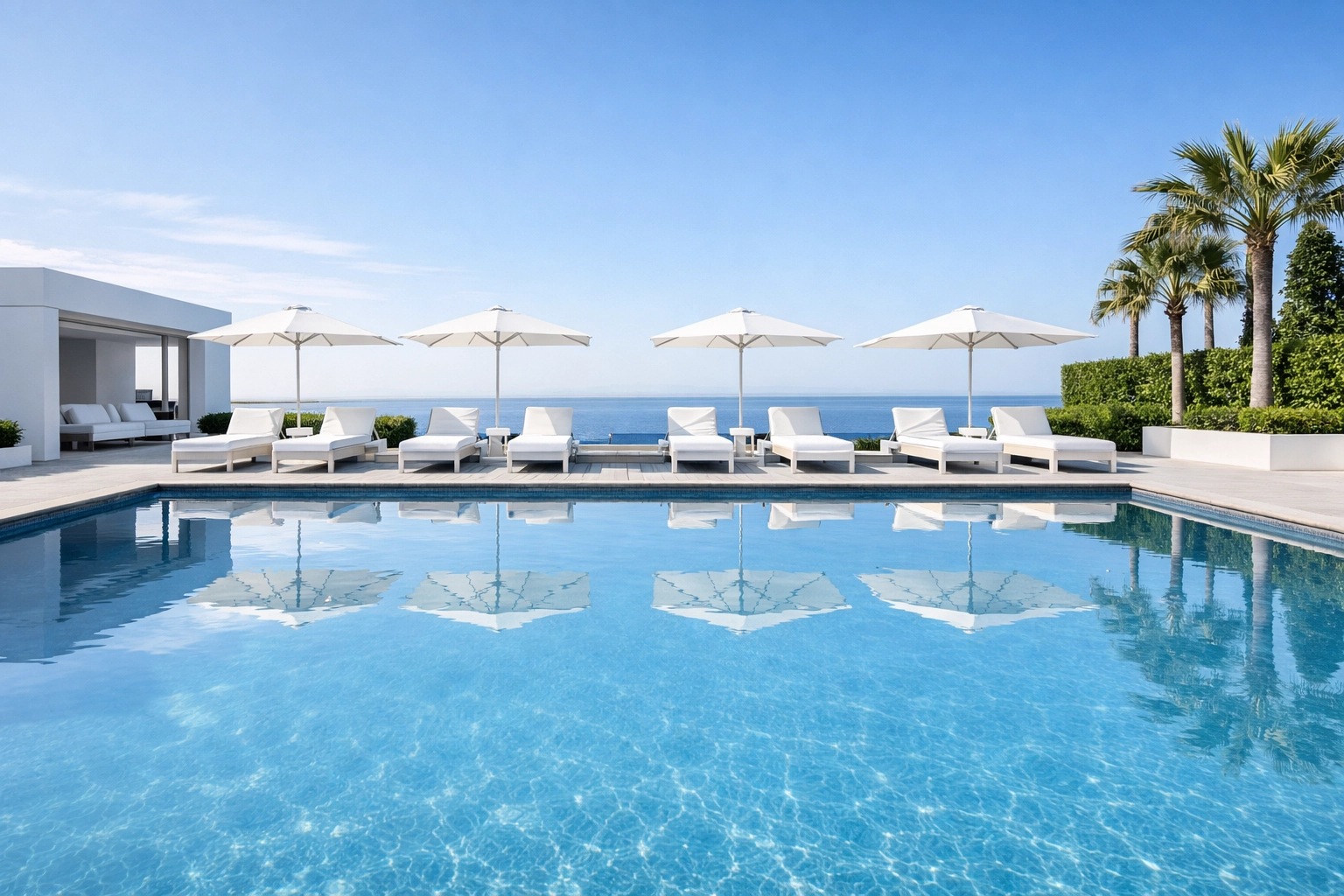 A shimmering, luxury pool illustrating the high-value accounts included when you sell my pool route.