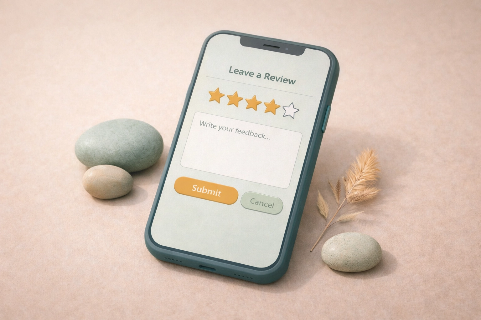 Mobile device showing customer reviews for local business SEO strategy