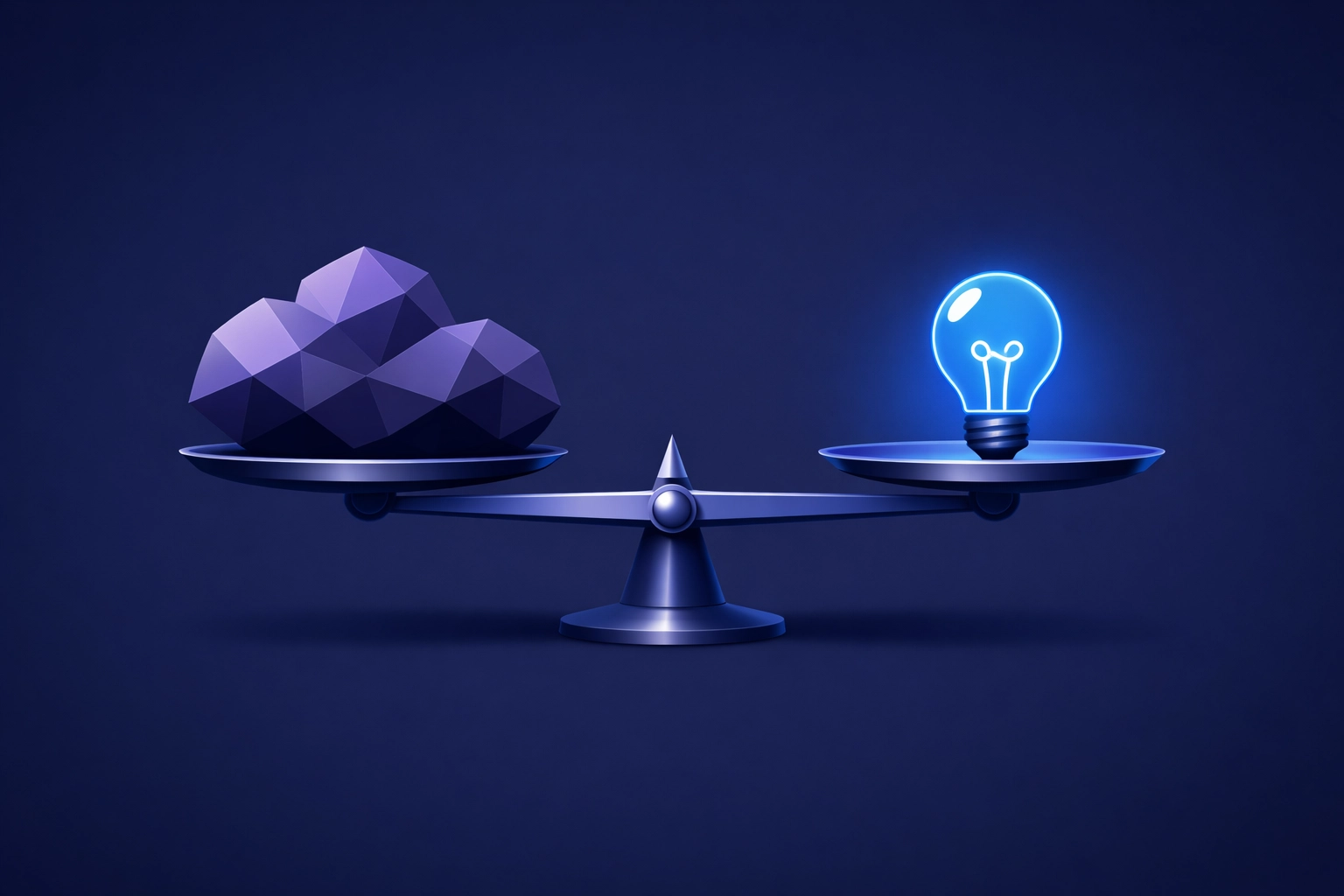 Abstract scale balancing high perceived costs with a glowing light bulb representing high-impact, low-cost accommodations.