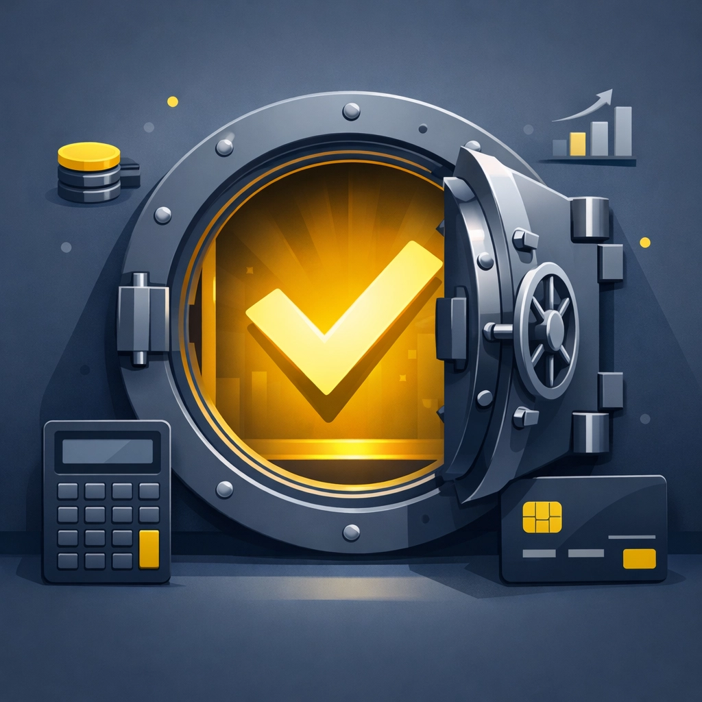 Secure bank vault symbolizing a successful tax refund direct deposit with a concierge tax pro.