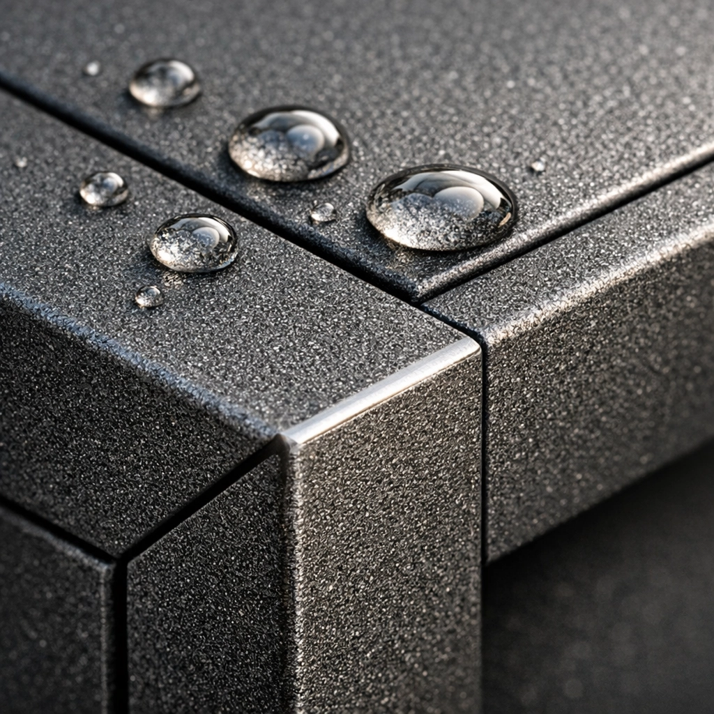 Hochwertiges Aluminiumprofil einer Terrassenüberdachung mit wetterfester Pulverbeschichtung und präziser Statik.