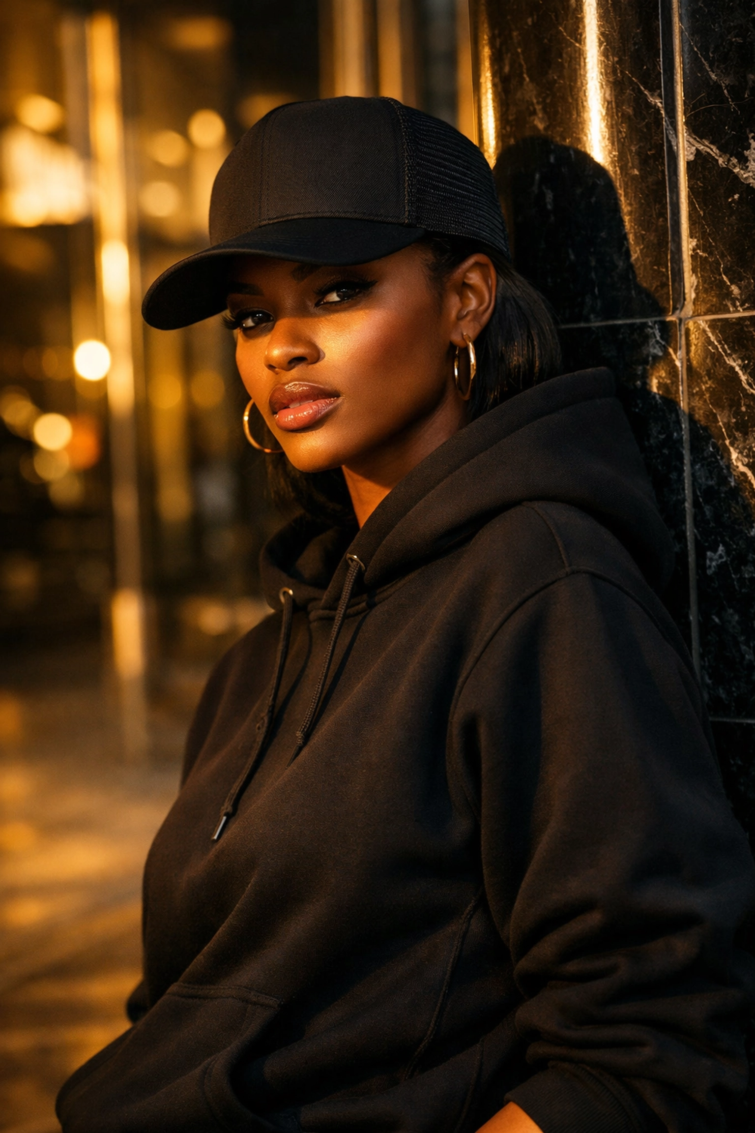 Confident woman wearing motivational fashion streetwear, embodying the Modern Black Wall Street lifestyle.