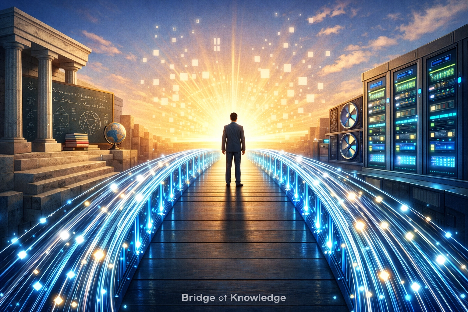 A bridge connecting machine learning theoretical foundations with practical AI engineering and data centers.